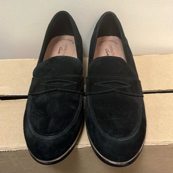 Clarks ultimate confort black suede loafers size 7,5 - Picture 1 of 4